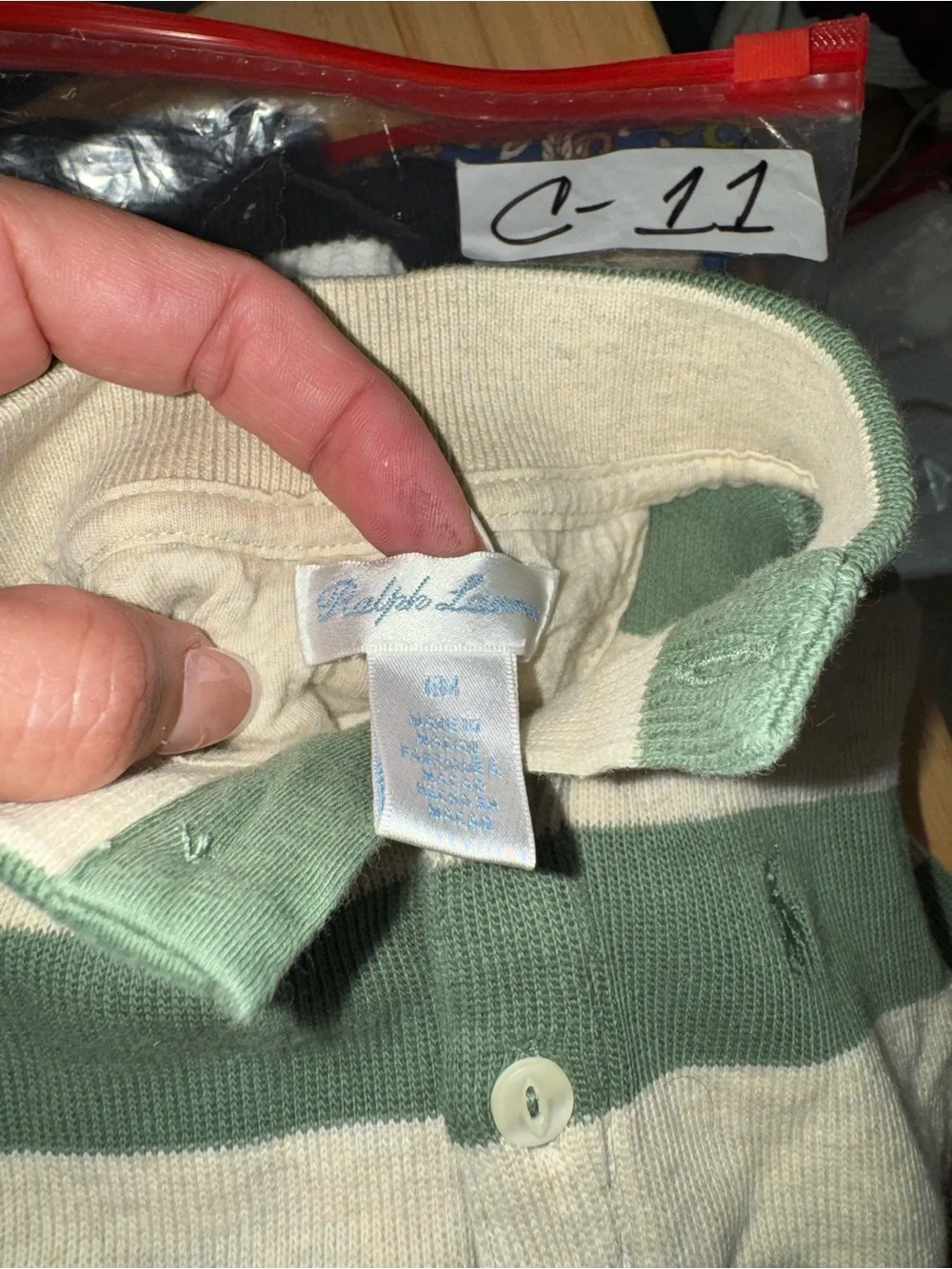 Polo Ralph Lauren Baby Boy Cotton Striped Sweater In Beige/Green Size 6M